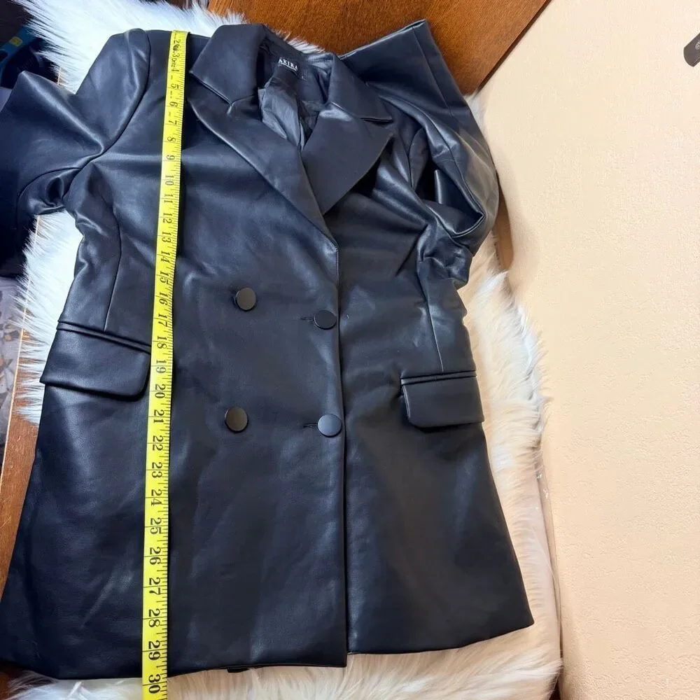 Akira Double Breasted Vegan Leather Blazer Jacket Size Large